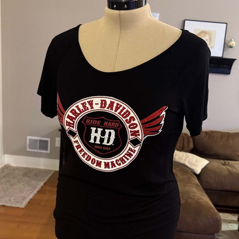 Harley-Davidson Black and Red Women's Tee